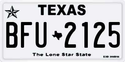 TX license plate BFU2125