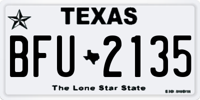 TX license plate BFU2135