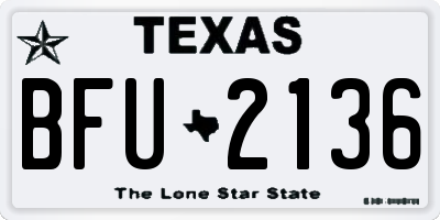 TX license plate BFU2136
