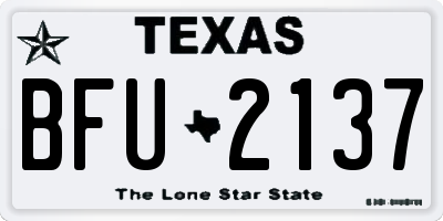 TX license plate BFU2137
