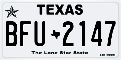 TX license plate BFU2147