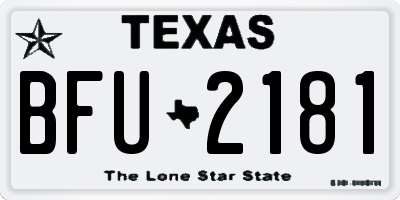 TX license plate BFU2181