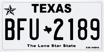 TX license plate BFU2189