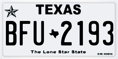 TX license plate BFU2193