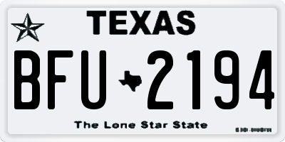 TX license plate BFU2194