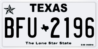TX license plate BFU2196