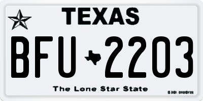 TX license plate BFU2203