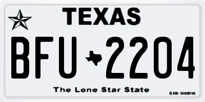 TX license plate BFU2204