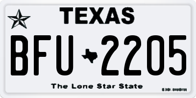 TX license plate BFU2205
