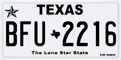 TX license plate BFU2216