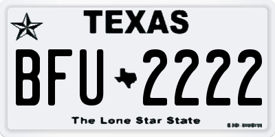 TX license plate BFU2222