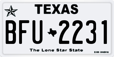 TX license plate BFU2231