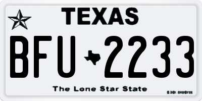 TX license plate BFU2233