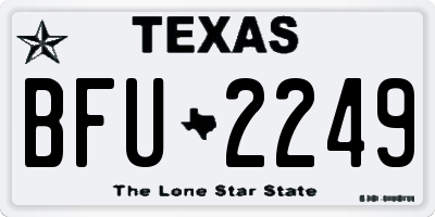 TX license plate BFU2249