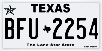 TX license plate BFU2254