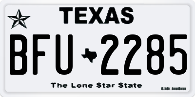 TX license plate BFU2285