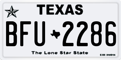 TX license plate BFU2286