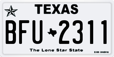 TX license plate BFU2311