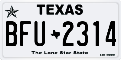TX license plate BFU2314