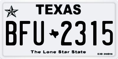 TX license plate BFU2315