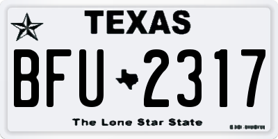 TX license plate BFU2317