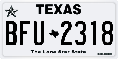 TX license plate BFU2318