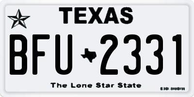 TX license plate BFU2331