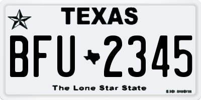 TX license plate BFU2345