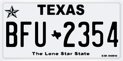 TX license plate BFU2354
