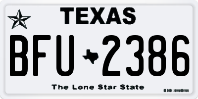 TX license plate BFU2386