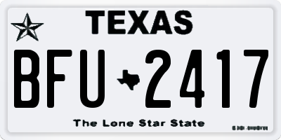 TX license plate BFU2417