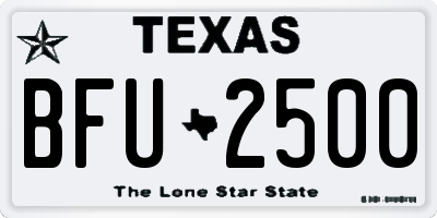 TX license plate BFU2500