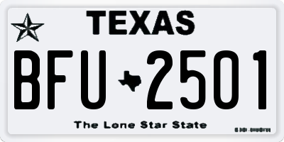 TX license plate BFU2501