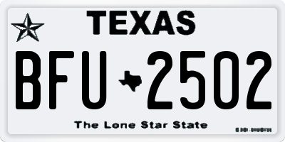 TX license plate BFU2502