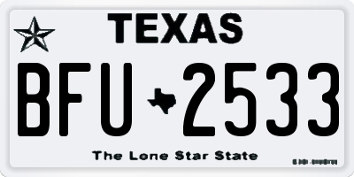 TX license plate BFU2533