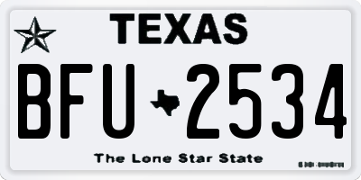 TX license plate BFU2534