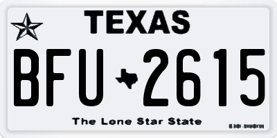 TX license plate BFU2615