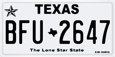 TX license plate BFU2647