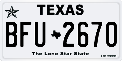 TX license plate BFU2670