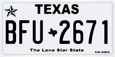TX license plate BFU2671