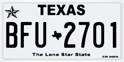 TX license plate BFU2701