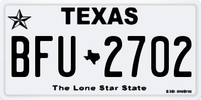 TX license plate BFU2702