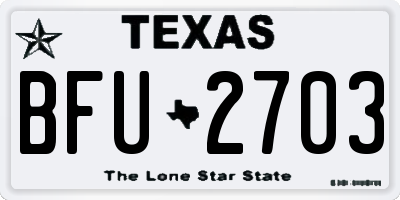 TX license plate BFU2703