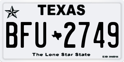 TX license plate BFU2749
