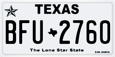 TX license plate BFU2760