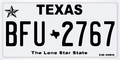 TX license plate BFU2767