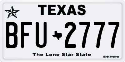TX license plate BFU2777