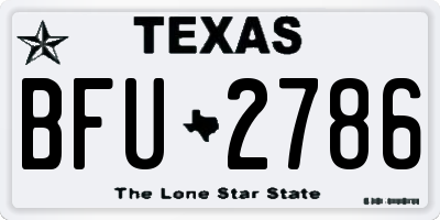 TX license plate BFU2786