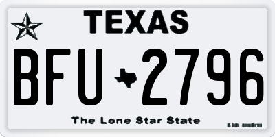 TX license plate BFU2796