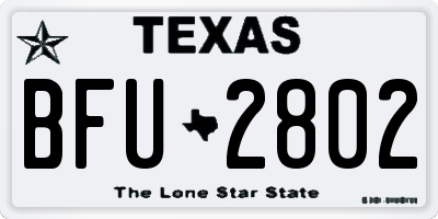 TX license plate BFU2802
